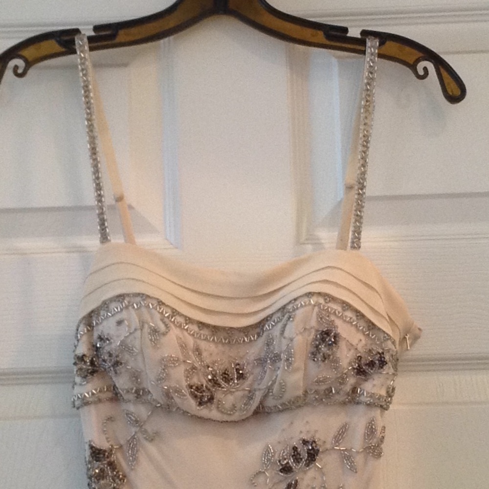 Long Ivory Sequin Formal Dress